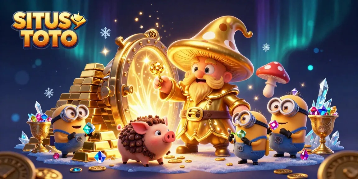 SITUS TOTO mempersembahkan ilustrasi kasino 3D dengan karakter fantasi yang menghadirkan suasana ajaib penuh harta karun.