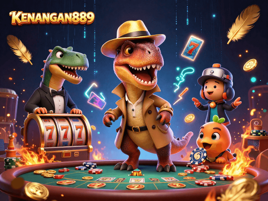 KENANGAN889 offers thrilling moments as a velociraptor card counter engages at blackjack while a stegosaurus pit boss watches closely.
