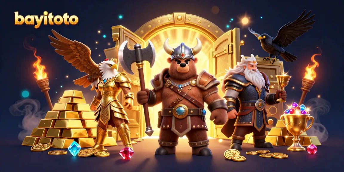 Win big with bayitoto at this vibrant and rich casino-themed illustration showcasing exciting treasures.