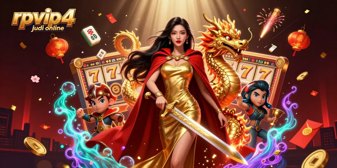 Experience rpvip4 judi online with vibrant casino elements in a magical 3D illustration.