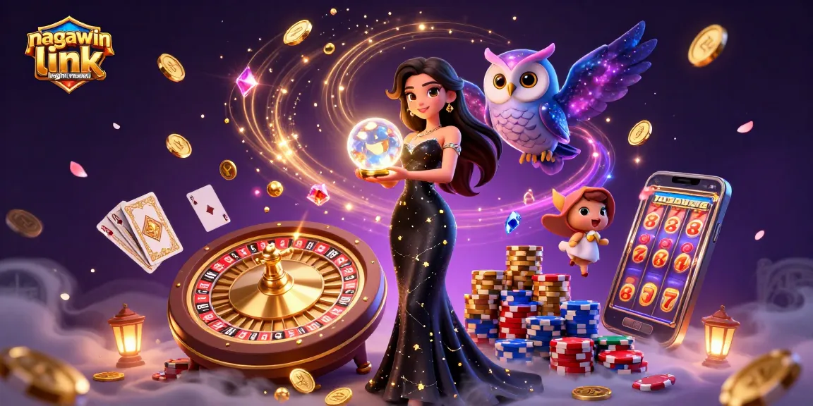 Engage with nagawin link login resmi through captivating online casino illustrations featuring stunning characters and gameplay elements.