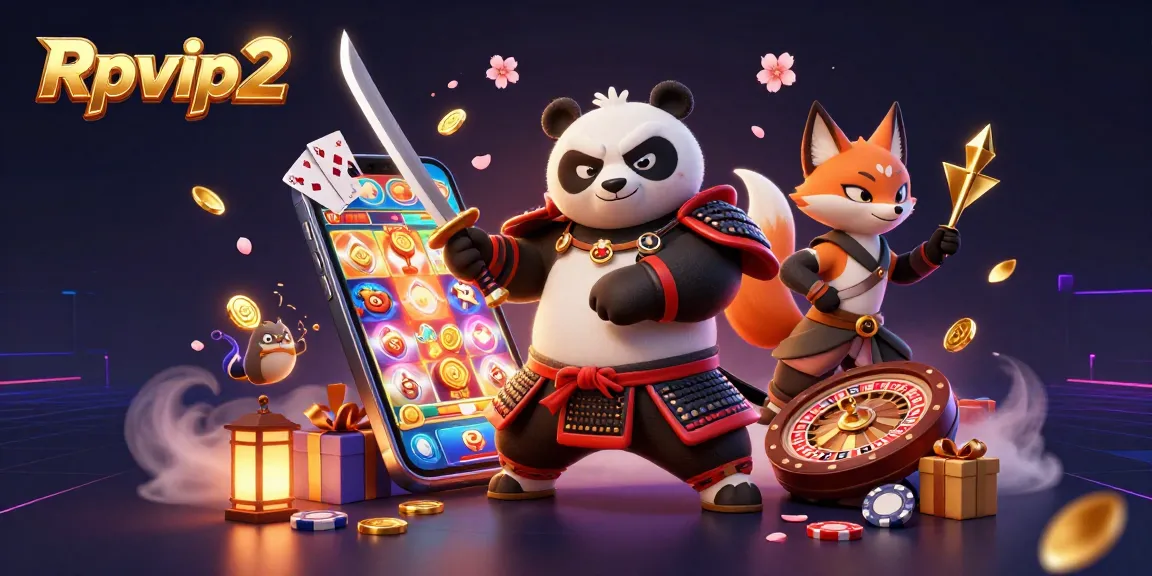 Berinteraksi dengan Rpvip2 sambil menikmati slot dan permainan yang mendebarkan dalam ilustrasi kasino 3D yang hidup.