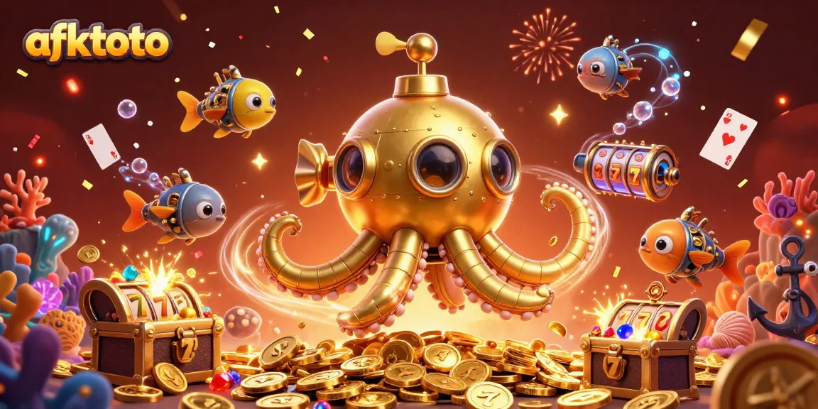 Experience excitement with afktoto's vibrant 3D casino adventure filled with slot reels and golden treasures.