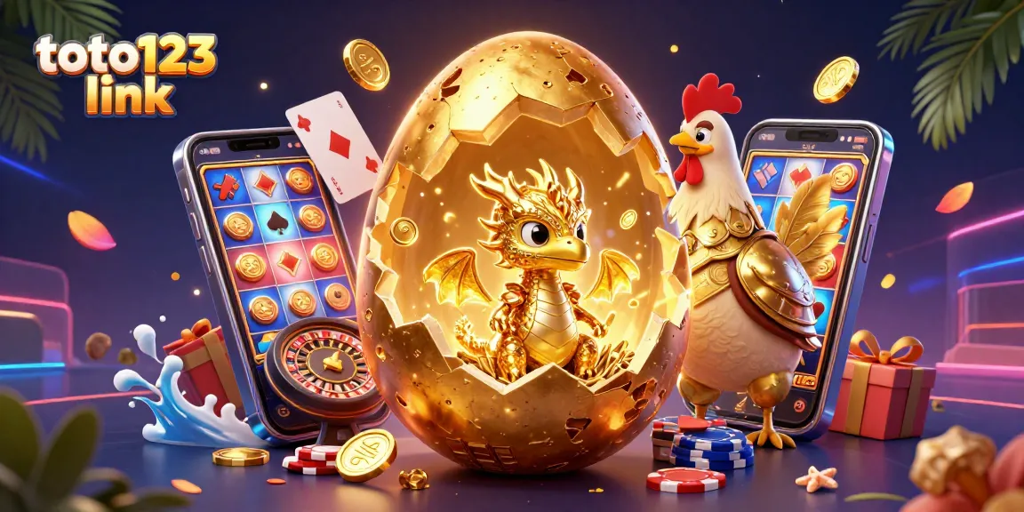 Engage with the exciting world of gambling through the toto123 link, featuring a captivating golden dragon scene.