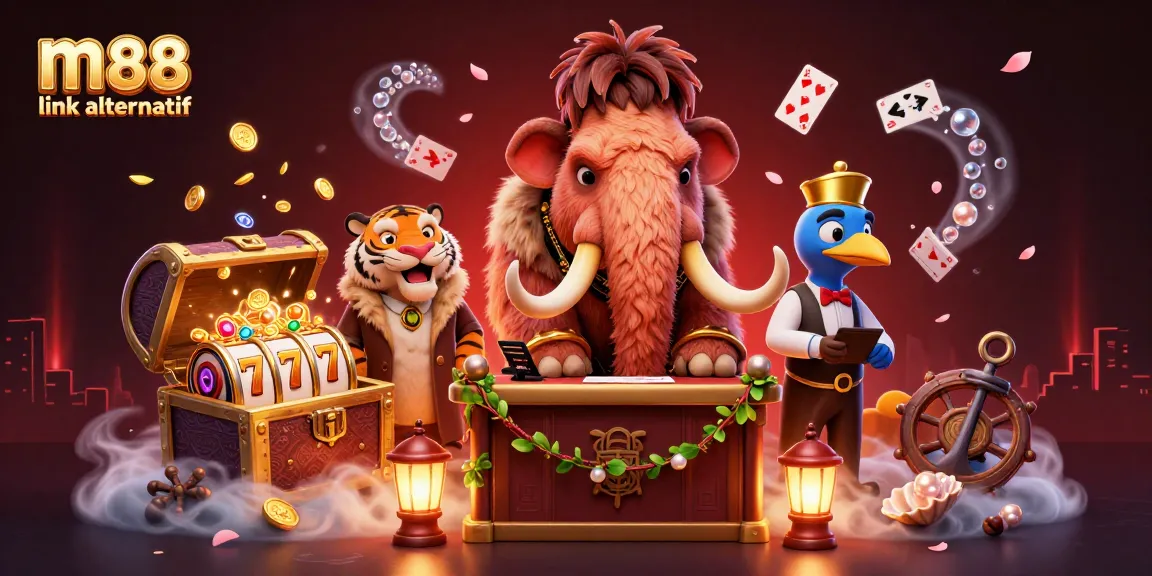 Login m88 link alternatif yang aman dengan suasana kasino virtual yang dinamis dan berwarna cerah.