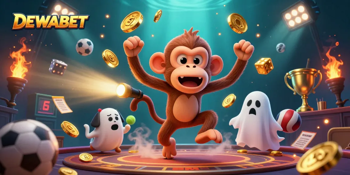 Win big with DEWABET in a thrilling casino scene featuring dynamic sports action.