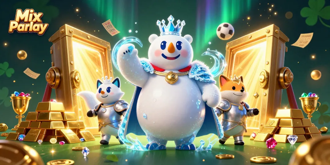 Engage with the excitement of Mix Parlay betting showcased in a vibrant 3D casino illustration.