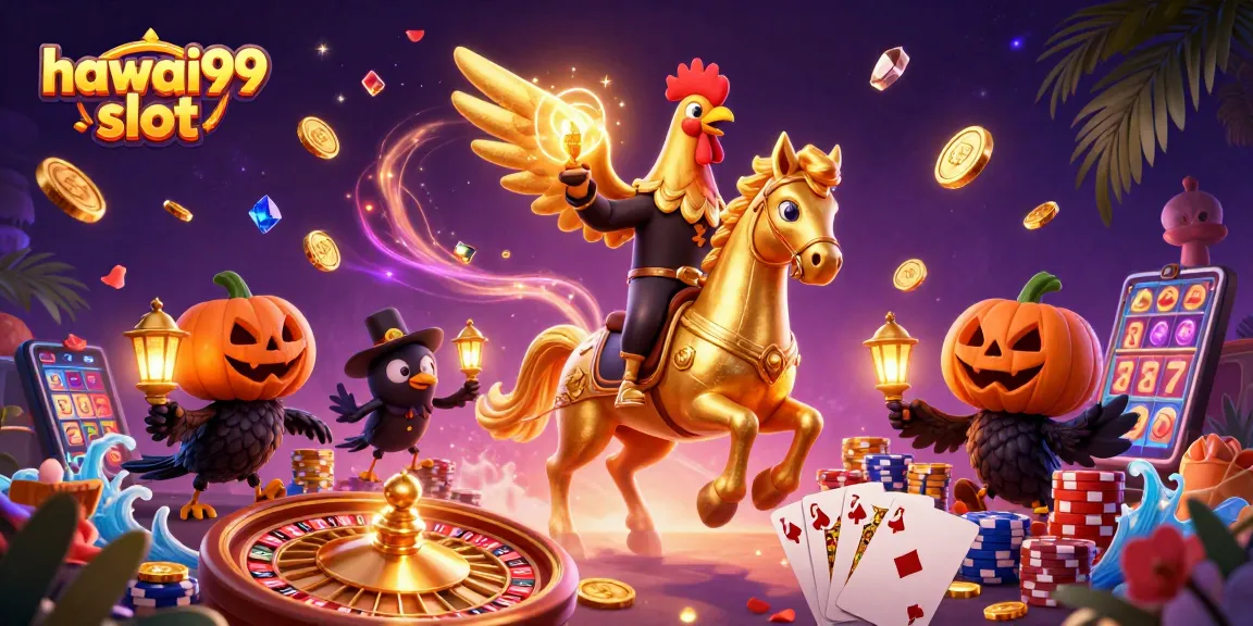 Spin the reels with hawai99 slot in an enchanting casino scene full of vibrant energy and excitement.