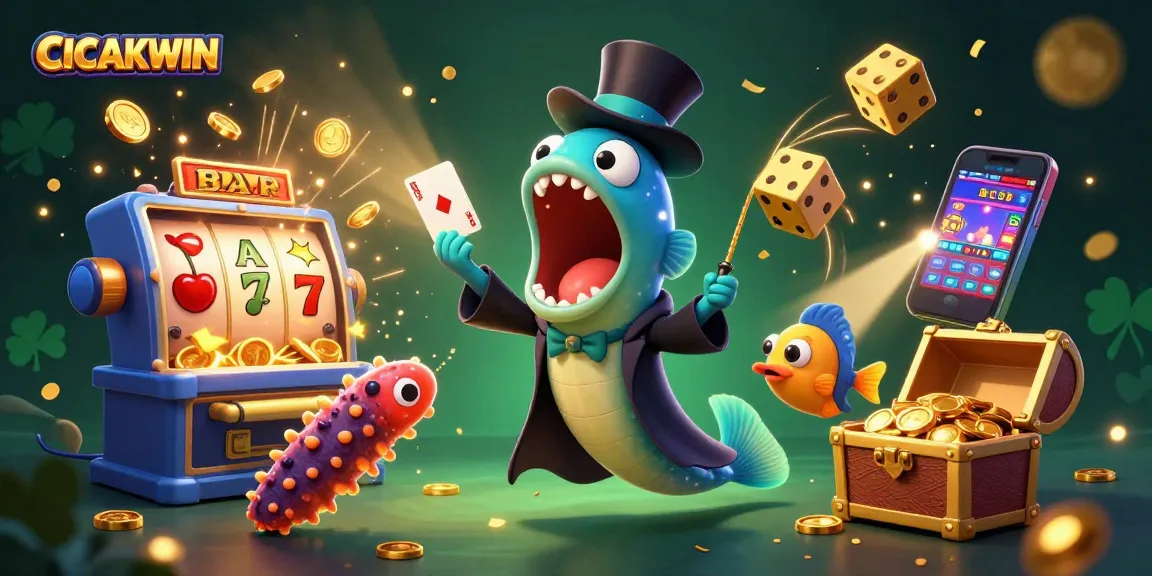CICAKWIN dazzles in a magical underwater casino scene with vibrant characters and thrilling gaming elements.