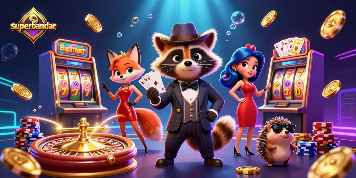 Memenangkan jackpot dengan superbandar sambil bermain slot dan menikmati suasana kasino yang meriah.