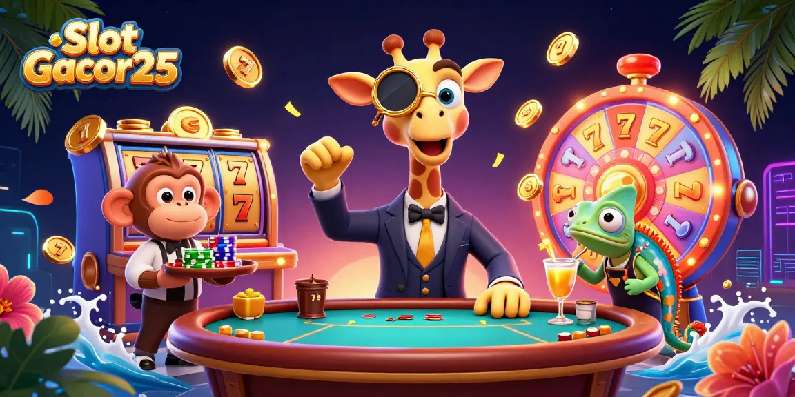 Menangkan jackpot di Slot Gacor25 dengan berbagai simbol slot yang menggoda dan suasana kasino yang meriah.