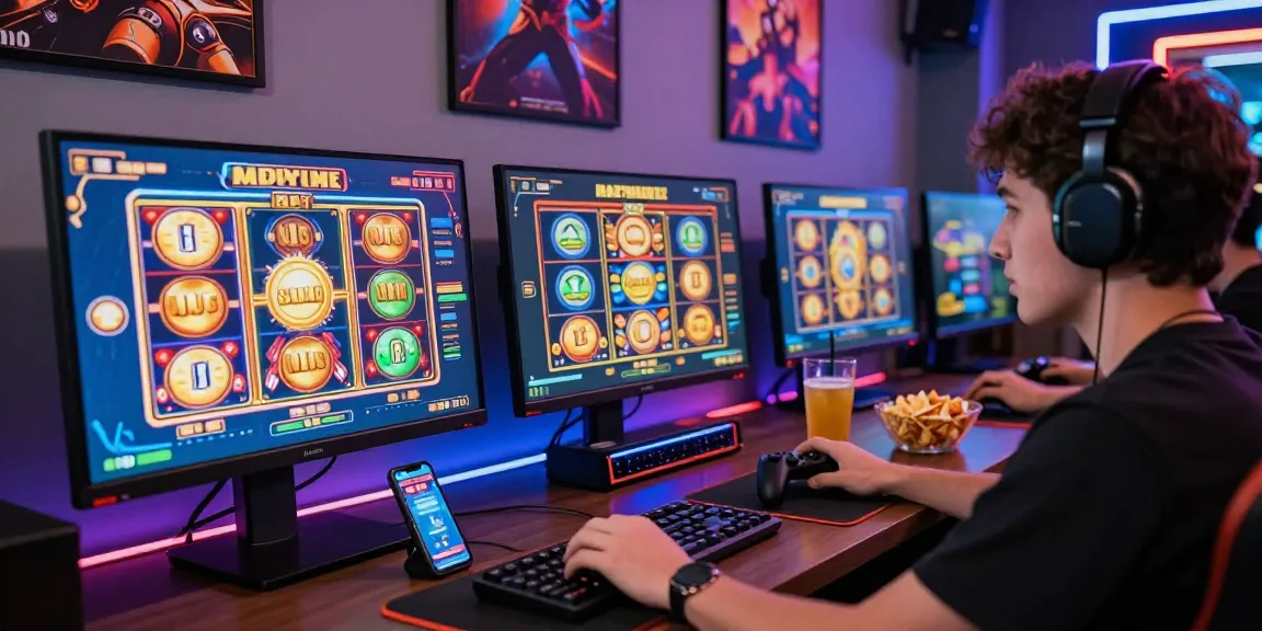Player enjoying situs slot games in an immersive online gaming setup