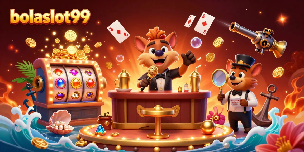 Bursting with excitement, bolaslot99 features animated hyenas in a vibrant casino scene, blending humor and gaming elements.