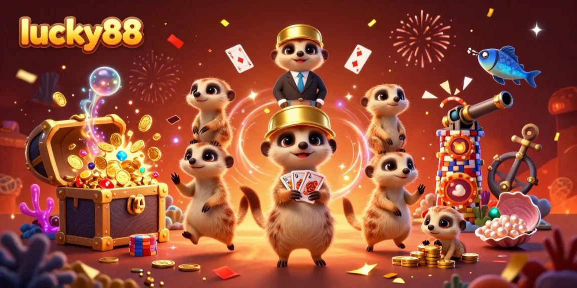 Immerse in the excitement of lucky88 as meerkats manage a vibrant casino adventure.