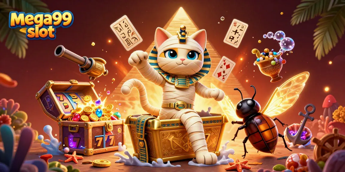 Playing mega99 slot game illustrates thrilling jackpot moments in a vibrant 3D scene.