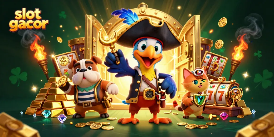 Menangkan slot gacor dengan harta karun dan karakter ceria dalam ilustrasi 3D yang memukau.