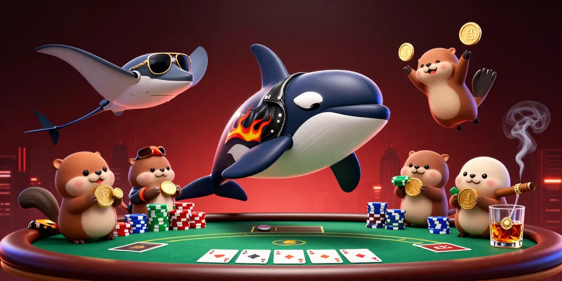 Gambarlah aktivitas memukau piktoto di kasino dengan orca, ikan pari, dan berang-berang mengumpulkan koin emas