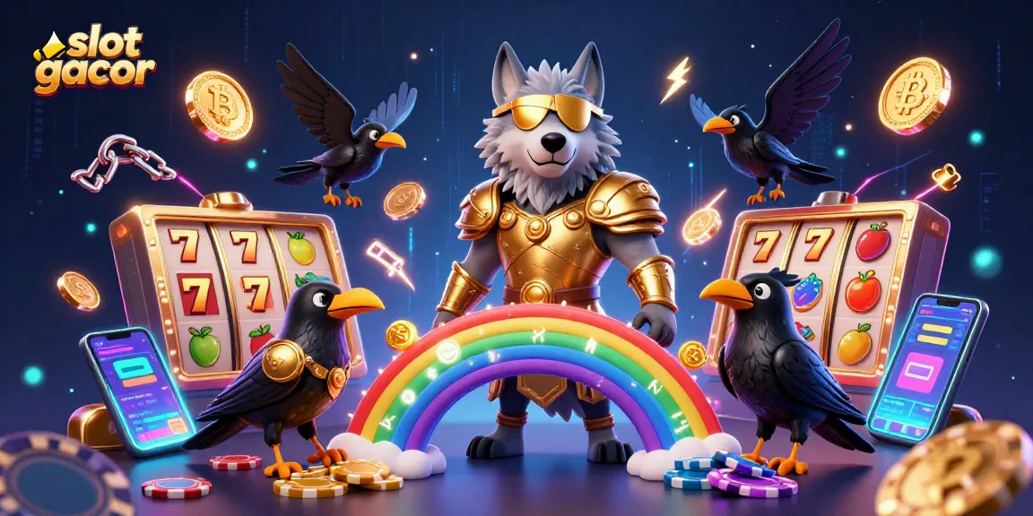 Slot gacor menghadirkan suasana kasino yang hidup dengan karakter Odin dan simbol permainan jackpot.