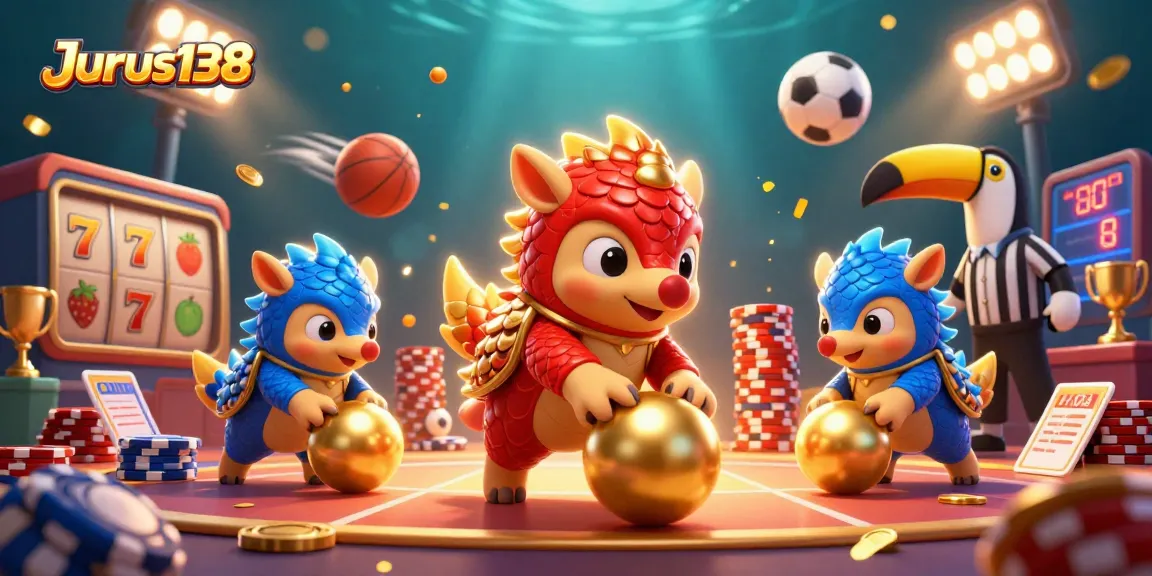 Engage in thrilling gameplay with Jurus138’s vibrant 3D cartoon pangolins and slot machines.
