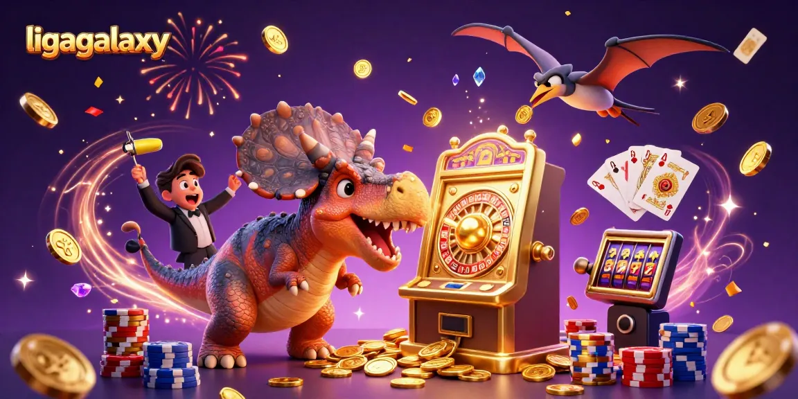 Menangkan jackpot di ligagalaxy dengan dinosaurus mengacak slot mesin dan menarik koin emas!